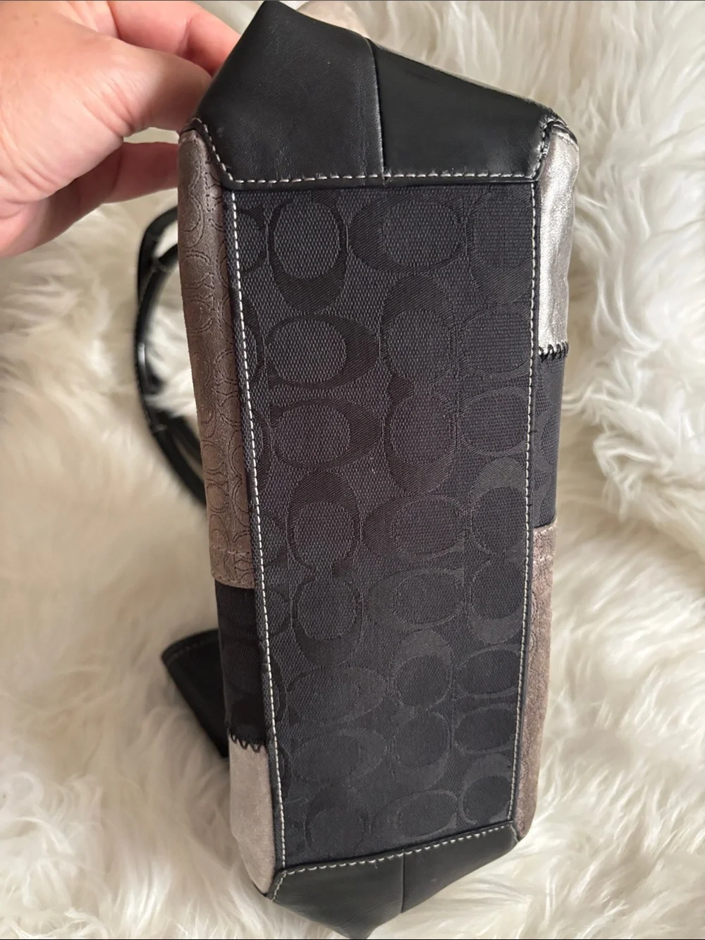 Coach Patchwork Leather & Suede Shoulder Bag
